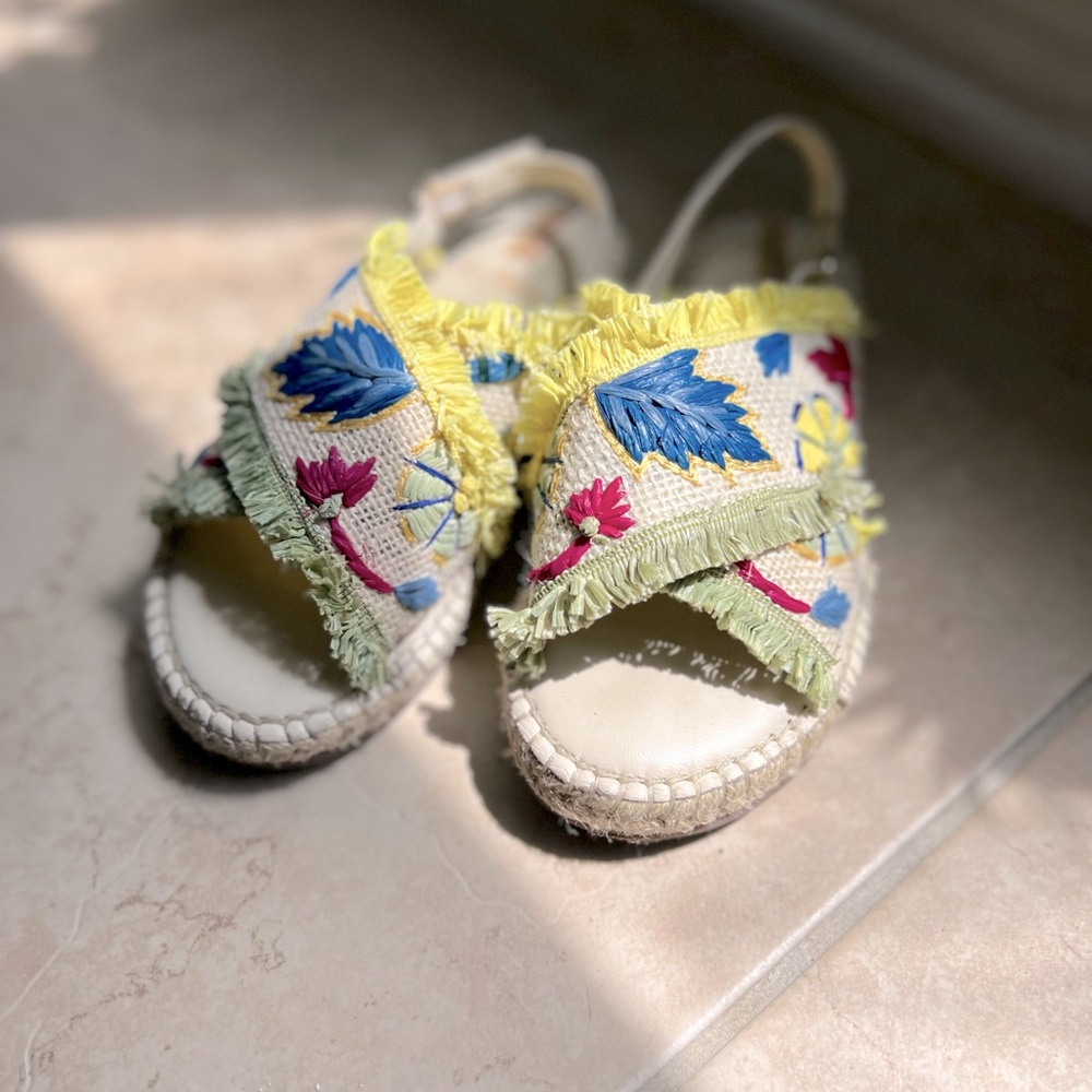 Sam Edelman Blue and Pink Floral Sandals